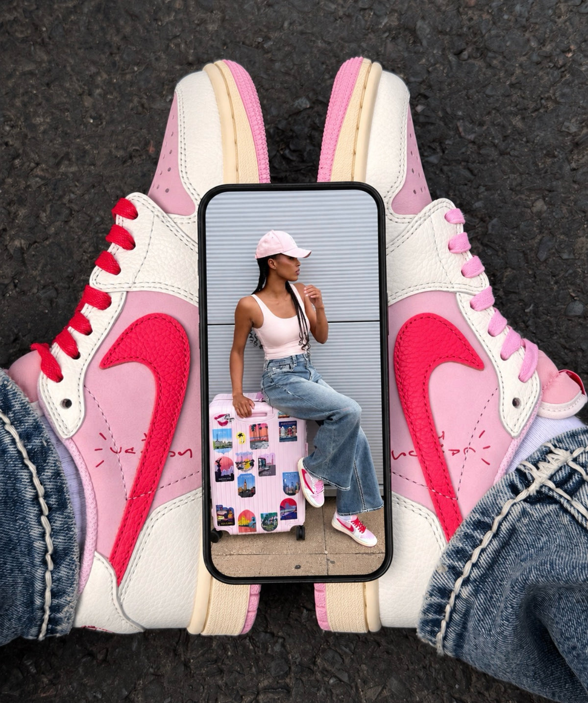 Air Jordan 1 Low x Travis Scott 'Tropical Pink' Sneakers image 2