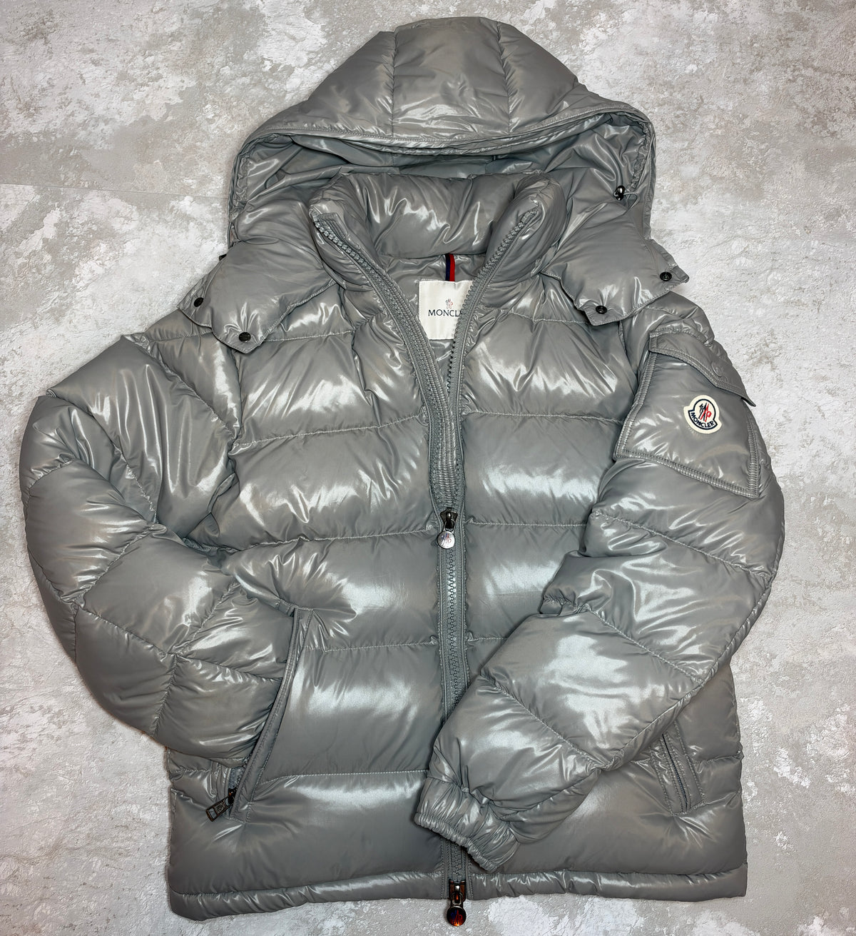 MONCLER MAYA PUFFER JACKET ‘SILVER’
