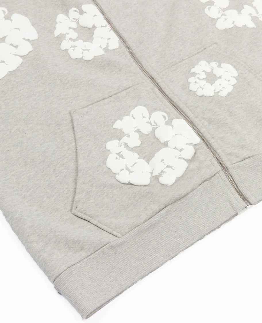 Denim Tears Cotton Wreath Zip Hoodie 'Grey' image 3