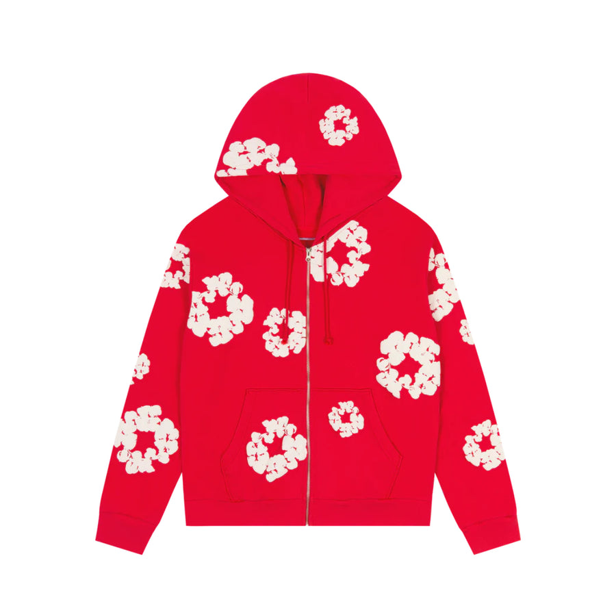 DENIM TEARS COTTON WREATH ZIP HOODIE 'RED'