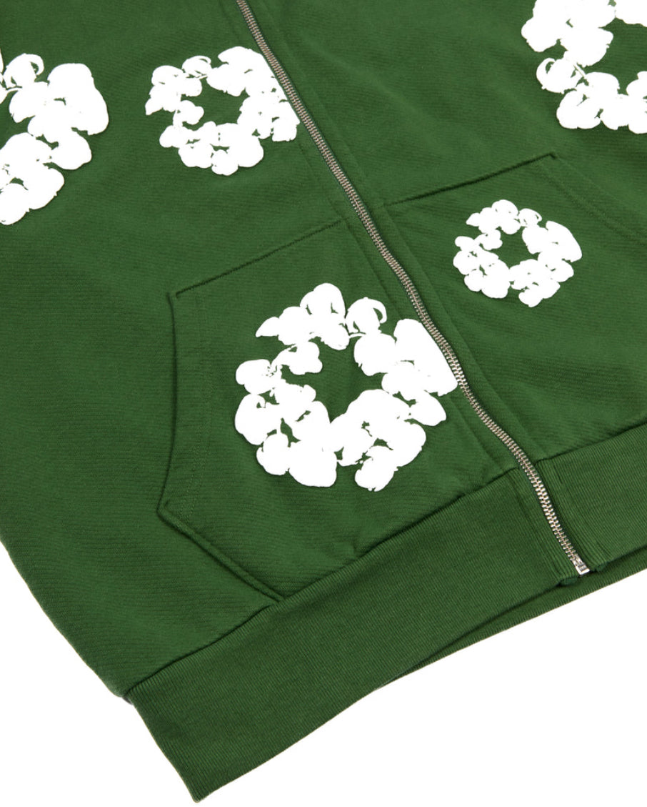 Denim Tears Cotton Wreath Zip Hoodie 'Green' image 3