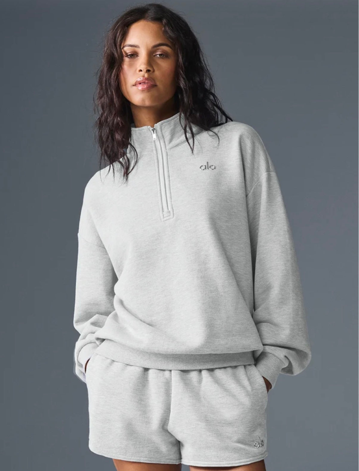 Alo Accolade Quarter Zip Pullover 'Athletic Heather Grey' image 2