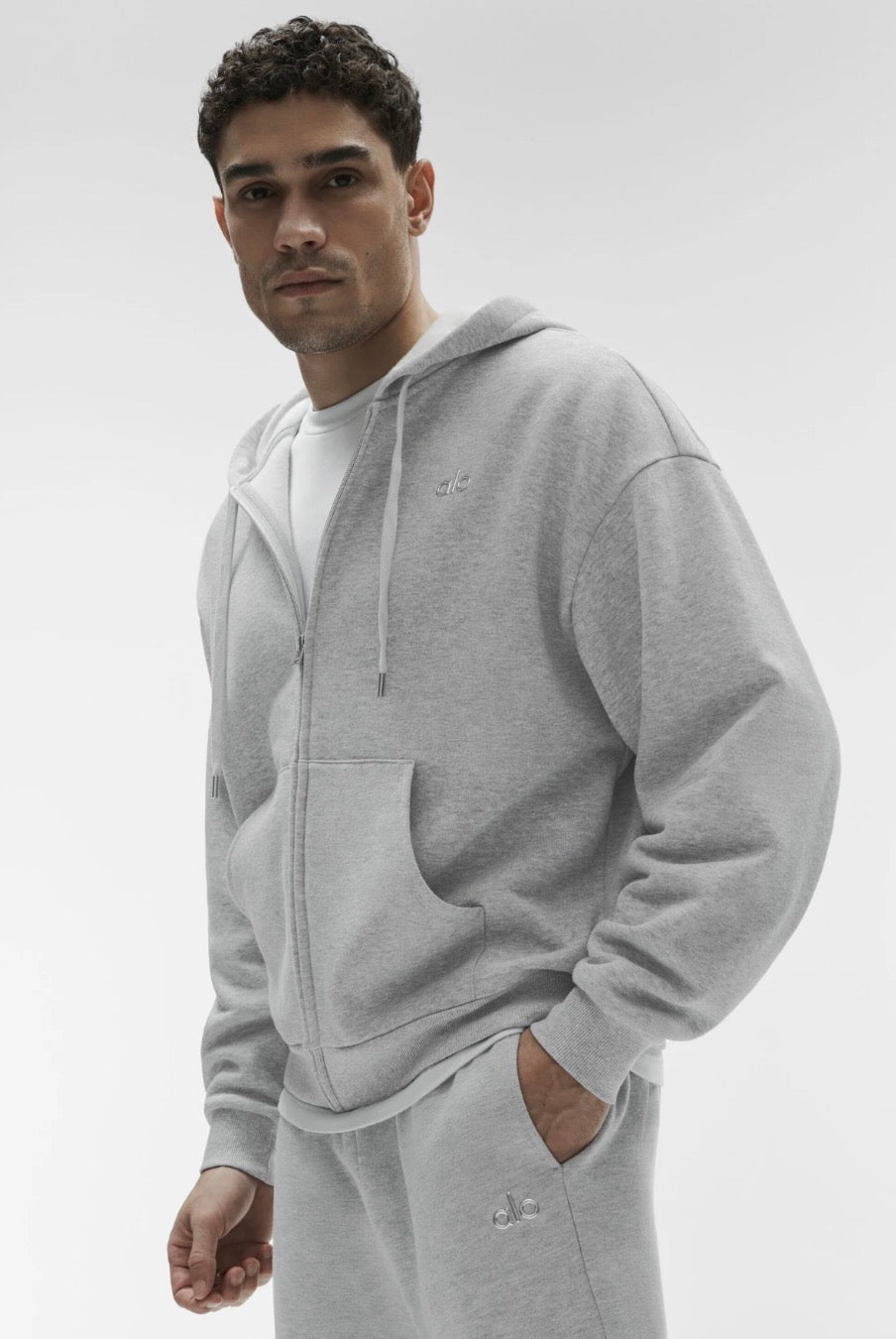 Alo Accolade Full Zip Hoodie 'Athletic Heather Grey'