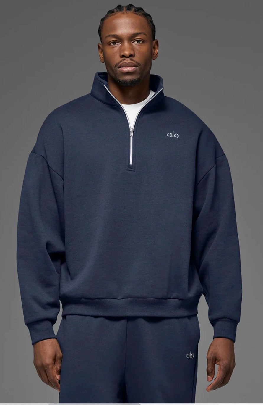 ALO ACCOLADE QUARTER ZIP PULLOVER 'NAVY'