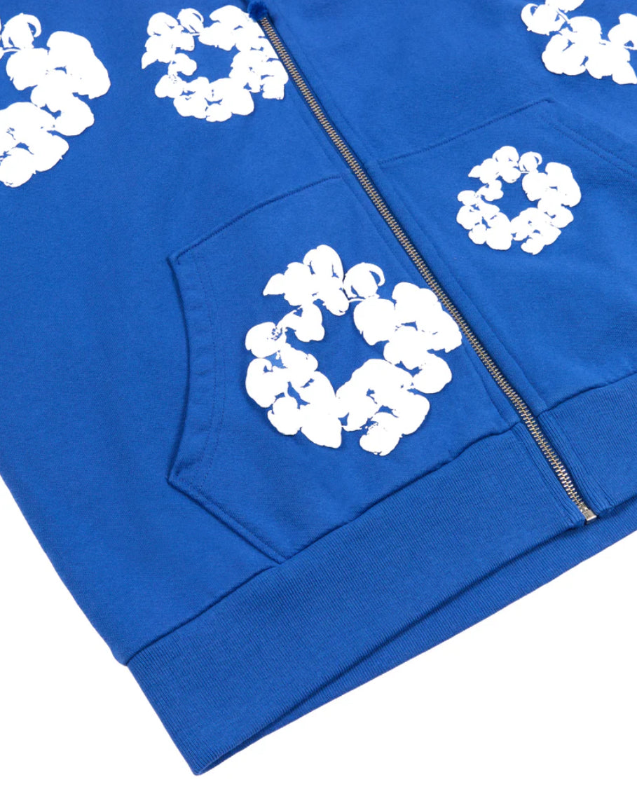 Denim Tears Cotton Wreath Zip Hoodie 'Blue' image 3