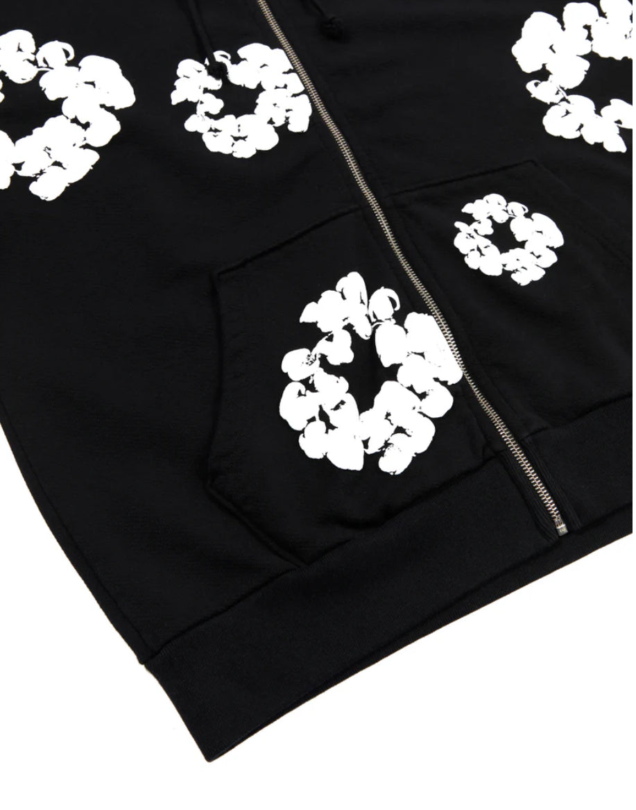 Denim Tears Cotton Wreath Zip Hoodie 'Black' image 2