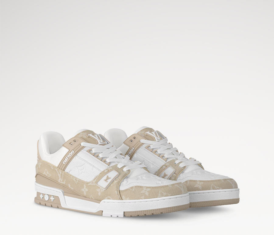 LV TRAINER MONOGRAM DENIM 'BEIGE'