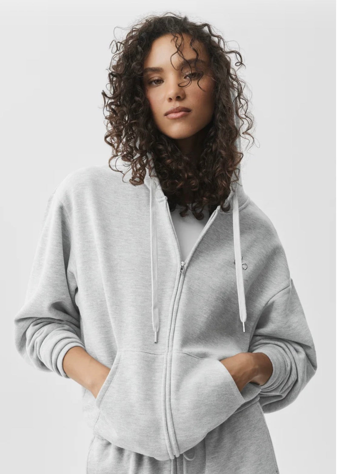 Alo Accolade Full Zip Hoodie 'Athletic Heather Grey' image 2