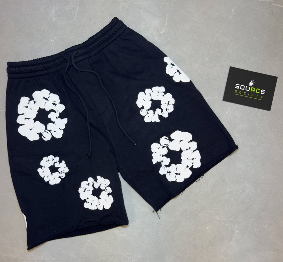 DENIM TEARS COTTON WREATH SHORTS 'BLACK'