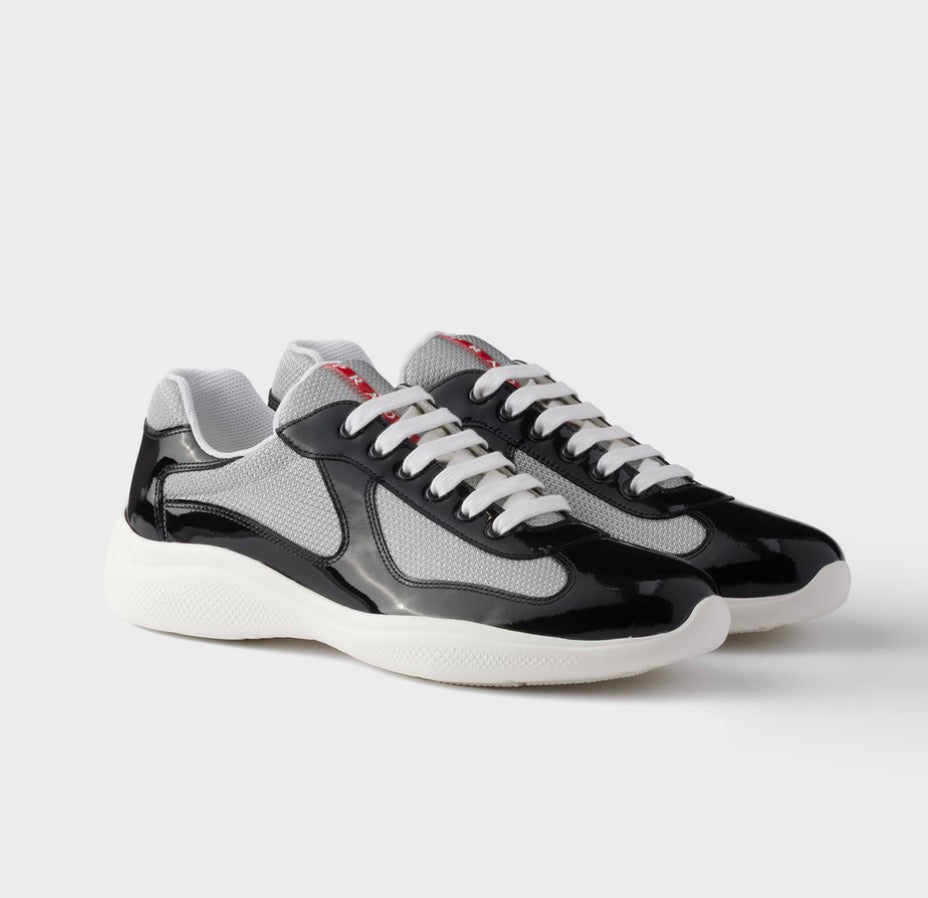 Prada Americas Cup Patent 'Black Silver' Sneakers