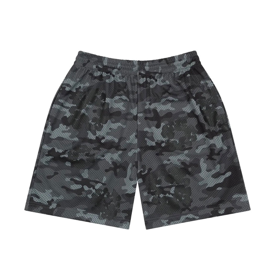 DENIM TEARS CAMO COTTON WREATH MESH SHORTS 'BLACK'