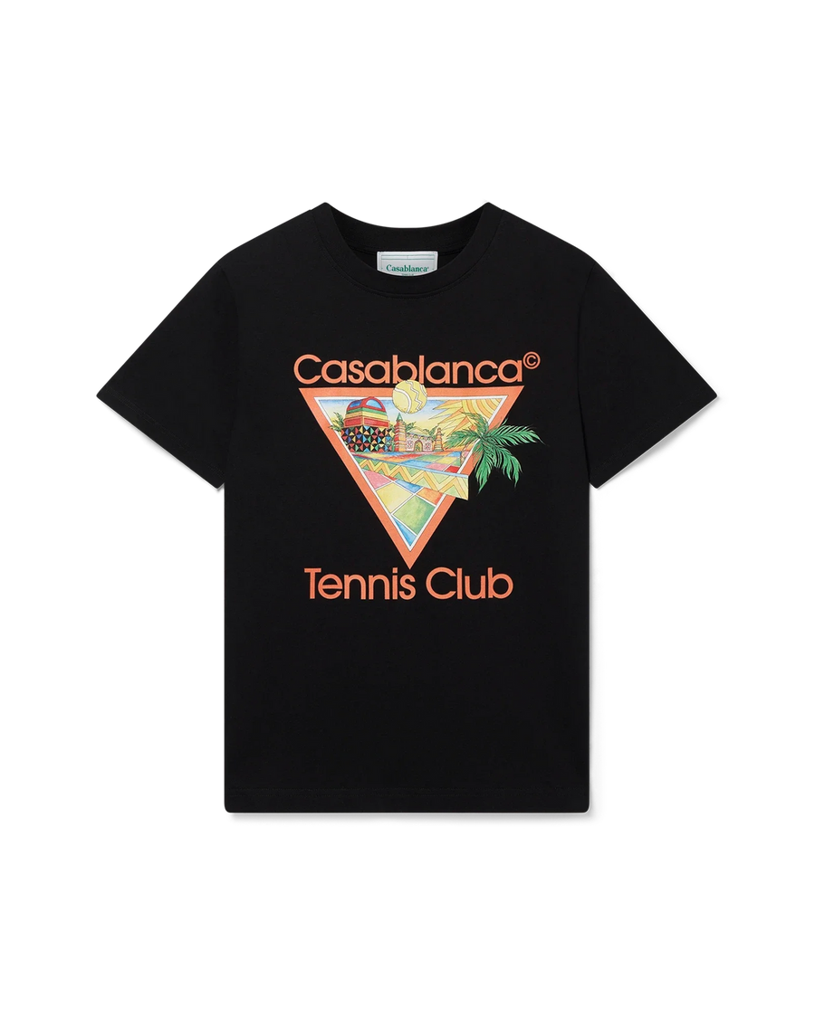 CASABLANCA AFRO CUBISM TENNIS CLUB T-SHIRT 'BLACK'
