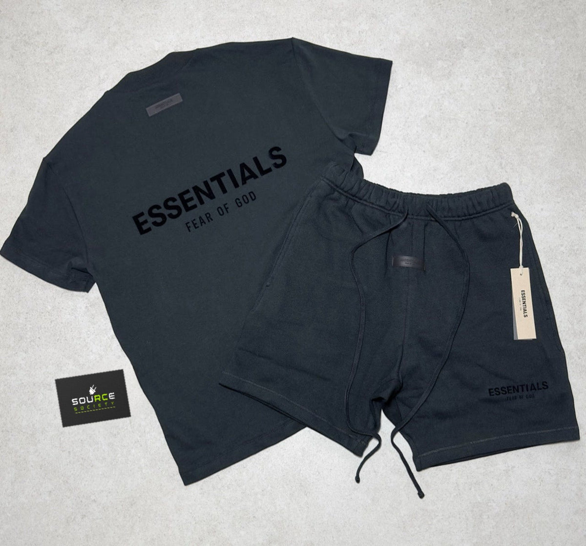 Fear of God Essentials T-Shirt and Shorts Set 'Black Limo'